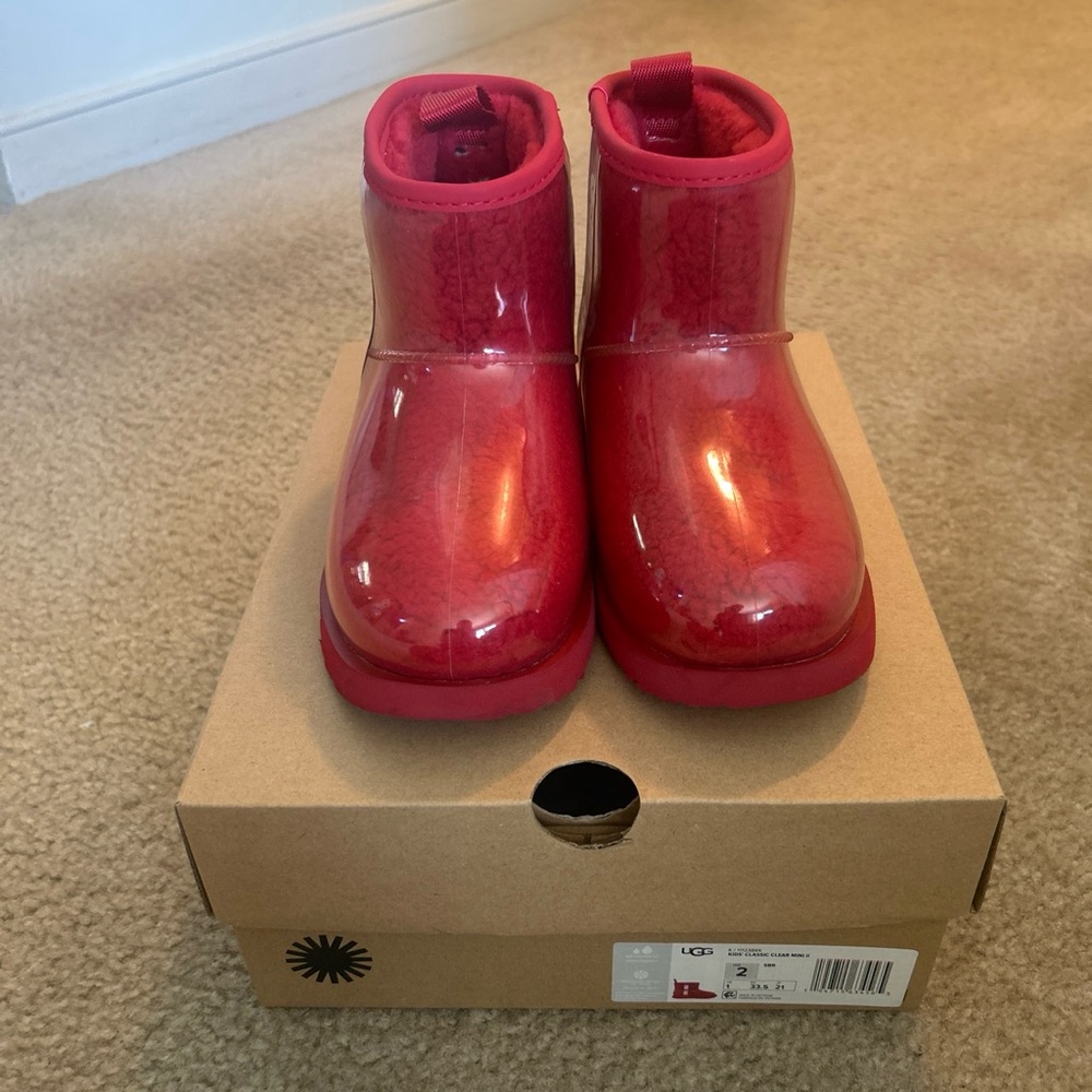 UGG Kids Glossy Red Ankle Boots